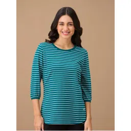 Nykd By Nykaa Striped Slim Fit Tee - NYS801 - Green Stripe-picture-12
