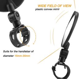 Indob Bicycle Mirror/Motorcycle Rear View Safe Mirrors, Adjustable Rotatable Handlebars Mounted Plastic Convex Mirror for Cycle (1 Pair) image 4
