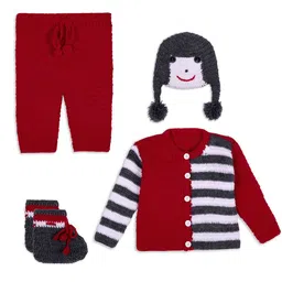 Hipposippo Kids Striped Round Neck Sweater With Jogger & Cap-image-66