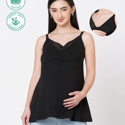 ECOMAMA Organic Cotton Sleeveless Maternity Top Solid - Black-image-115
