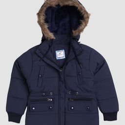 TOONYPORT Full Sleeves Quilted Hooded Winter Jacket - Navy Blue-image-87