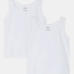 SillySally Pack Of 2 Solid Stretchable Fabric Vests - White-picture-29