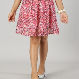 Kiddopanti Abstract Printed Flared Skirt - Multi Colour-image-19