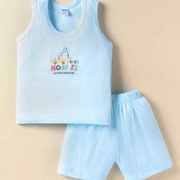 Tango Single Jersey Knit Sleeveless Vehicle Printed Vest & Shorts - Light Blue-picture-23