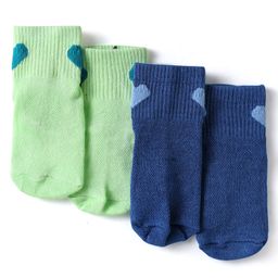 Babyoye Cotton Bamboo Fur Knit Socks with Heart Design Pack of 2 - Navy Blue & Light Green-image-88
