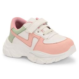 Stefens Colour Blocked Velcro Closure Sneakers - White & Pink-image-63