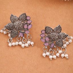 Brado Jewellery Oxidised Leaf Design Stud Earrings-image-99