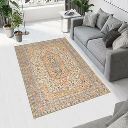 MAA HOME CONCEPT Yellow Floral Anti-Skid Woollen Carpet-29