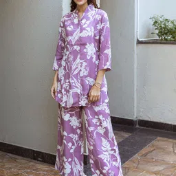 ARAVALII Floral Printed Shirt With Palazzo-image-58
