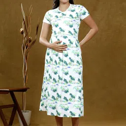 True Shape Print Maternity Midi Dress-image-38