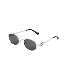 HASHTAG EYEWEAR Women Grey Lens & Silver-Toned Oval Sunglasses with-27