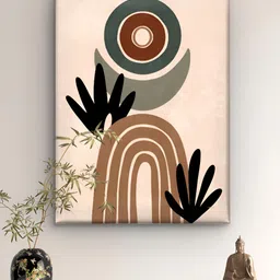Livin'luxe Off White & Black Abstract Rainbow & Circle Framed Canvas Wall-picture-20