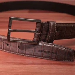 Peter England Men Textured Tang Closure Leather Formal Belt-image-15