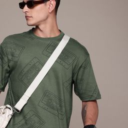 FCUK Graphic Printed Drop-Shoulder Sleeves Relaxed Fit Pure Cotton T-shirt-image-30