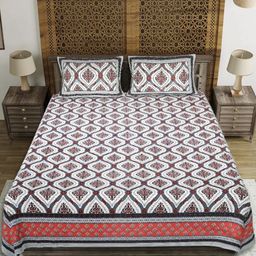 EasyGoods Grey & White Ethnic Motifs 210 TC King Bedsheet with 2 Pillow Covers-image-17