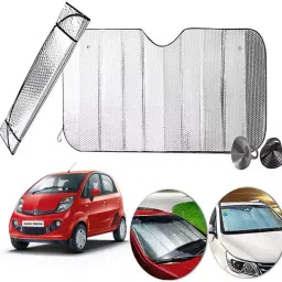 Auto Pearl F119 Dashboard Sun Shade Cover with Suction Cup for Maruti Suzuki Nano Genx (Silver)-33