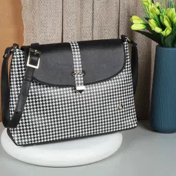 Metro Women Checked Structured Casual Sling Bag-11