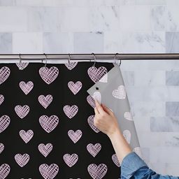 ArtzFolio Black & Pink Printed Waterproof Shower Curtains-image-93
