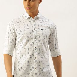 The Indian Garage Co Men White & Black Slim Fit Printed Casual Shirt-image-85