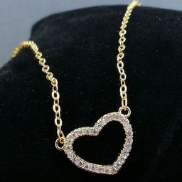 Saizen Gold-Plated Artificial Stones Studded Heart Shaped Pendant With Chain-image-9