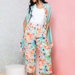 Rhe-Ana Floral Printed Sleeveless Open Front Shrug-26