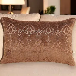 Khaabka Brown & Copper-Toned Ethnic Motifs Velvet Rectangle Cushion Covers-image-12