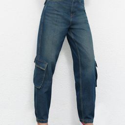 FREAKINS Women Rustic Blue Straight Fit Mid-Rise Cargo Jeans-image-4