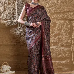 Anouk Ethnic Motifs Silk Blend Bagru Saree-picture-46