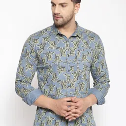 SHOWOFFFF Comfort Floral Printed Spread Collar Cotton Shirt-picture-5