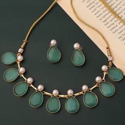VENI 18K Gold-Plated Stones-Studded Jewellery Set-image-85