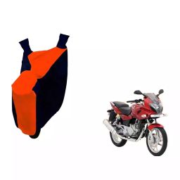 Auto Pearl Waterproof Two Wheeler Cover For Bajaj Pulsar 220 DTS-i (Orange & Blue)-89