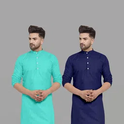 VS MALL Men Navy Blue Kurtas-image-87