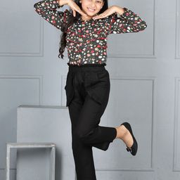 Cutiekins Girls Floral Printed Shirt Collar Shirt With Trouser-image-25