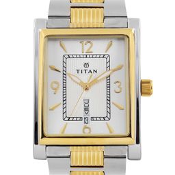 Titan Men Silver-Toned Dial Watch 90024BM03-13