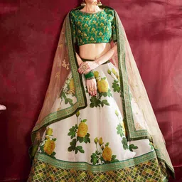 DIVASTRI Embellished Sequinned Art Silk Semi-Stitched Lehenga & Blouse With Dupatta-image-18