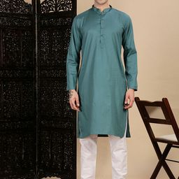 House of Pataudi Men Textured Kurta with Churidar-picture-10