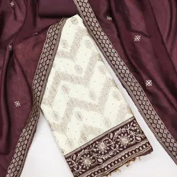 LeeliPeeri Designer Floral Embroidered Silk Zari Unstitched Dress Material-picture-36
