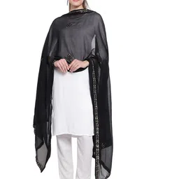 Karthav Fashion Ethnic Motifs Embroidered Kalamkari Dupatta with Gotta Patti-picture-52