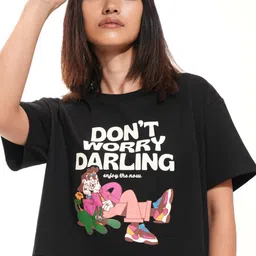 Tokyo Talkies Women Printed Drop-Shoulder Sleeves Slim Fit T-shirt-picture-12