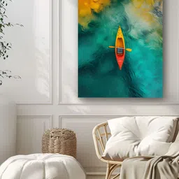 Artsense Green & Yellow Printed Canvas Wall Art-image-9