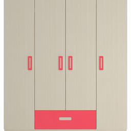 Adona Elanza 4 Door Wardrobe With Drawer And Grooved Handles Light Wood - Strawberry Pink-image-89