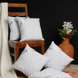 Hosta Homes Cotton Fabric Filled with Microfibre Cushion Fillers Set of 5 - Blue-image-29