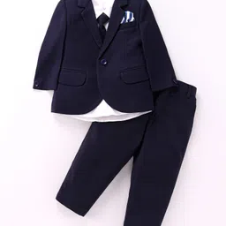 Robo Fry Viscose Woven Full Sleeves Four Piece Party Suits With Tie -Blue-picture-11