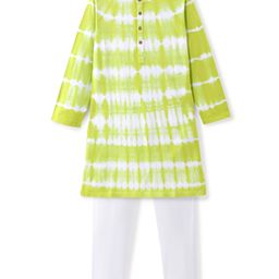 Earthy Touch 100%  Cotton Single Jersey Knit Tie & Dye Kurta Pajama Set - Green-image-89