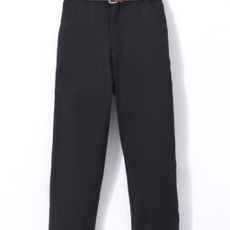 Mark & Mia Full Length Solid Colour Party Wear Trousers With Belt Detailing-Black-image-96
