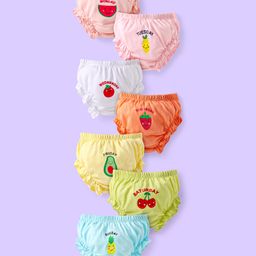 Babyhug 100% Cotton Knit Bloomers with Fruit Prints Pack of 7 - Aqua White & Green-image-22