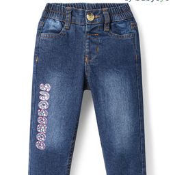 Babyoye Woven Full Length Denim Jeans With Gorgeous Patch - Navy Blue-image-5