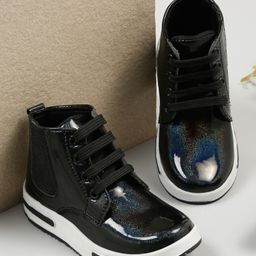 Tiny Bugs Shimmer Detailed Ankle Length Lace Up Shoes - Black-image-49