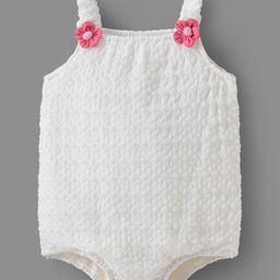 Mark & Mia Sleeveless Textured Onesie with Floral Applique - White-image-53