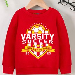 Trampoline Full Sleeves Versity Soccer Text Printed Sweatshirt - Red-picture-38